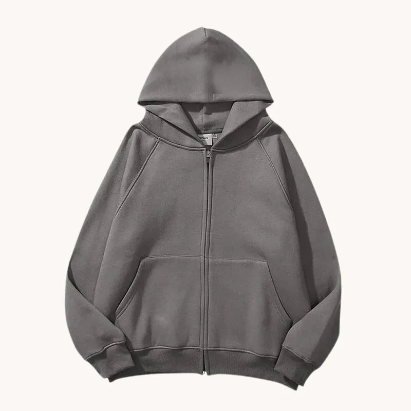 Plain Zip-Up Hoodie