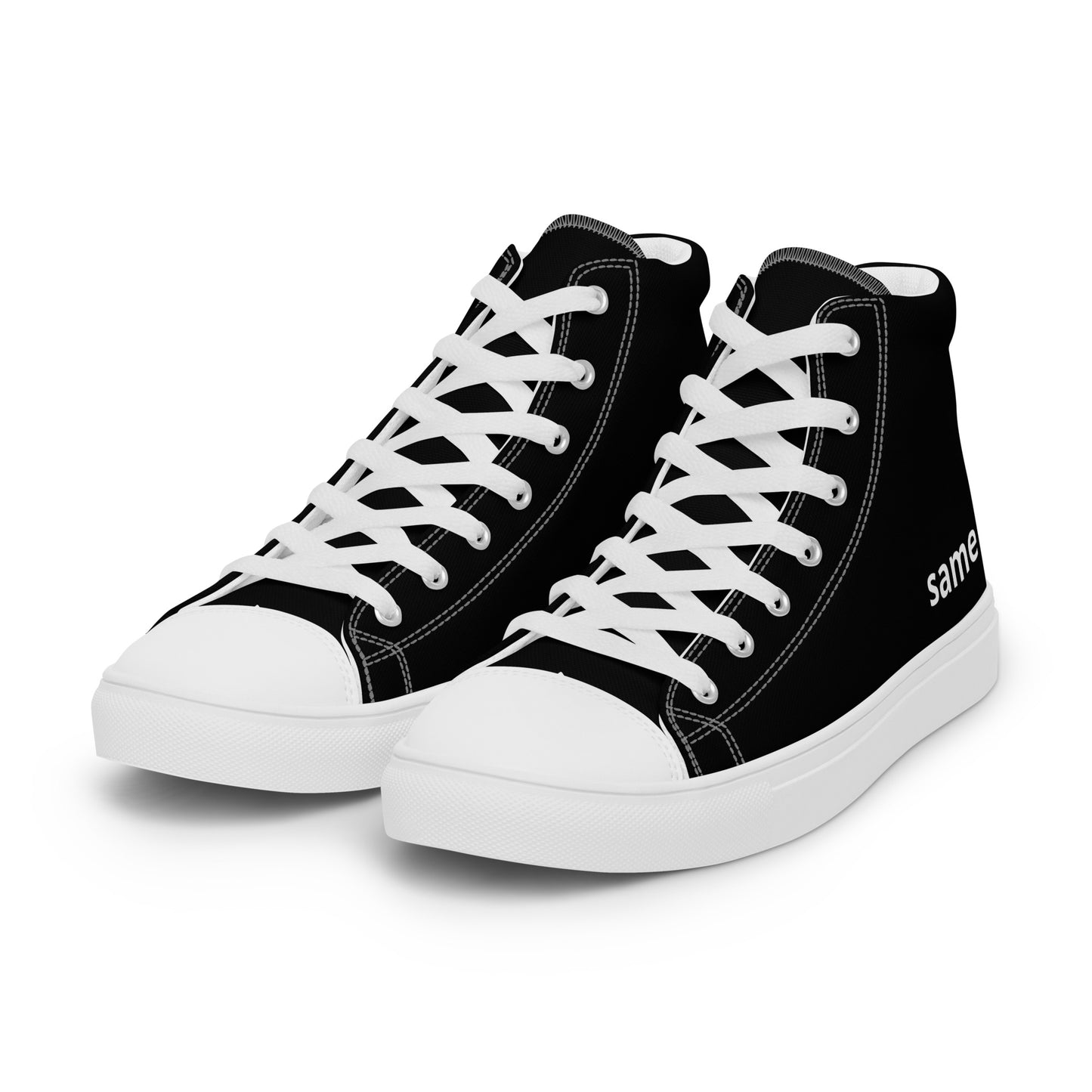 Men’s high top canvas skate shoe.